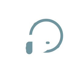 icon of a dog with a clock with muted blue accents