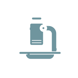 microscope icon in muted blue coloring