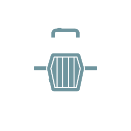 icon of a pet carrier with muted blue accents