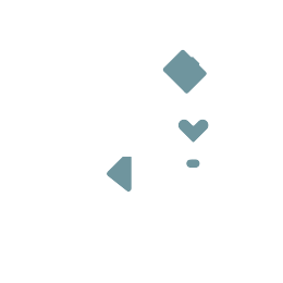 icon of a hand petting a dog with muted blue accent colors
