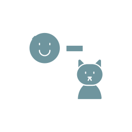 icon of a clipboard smiley face and a cat